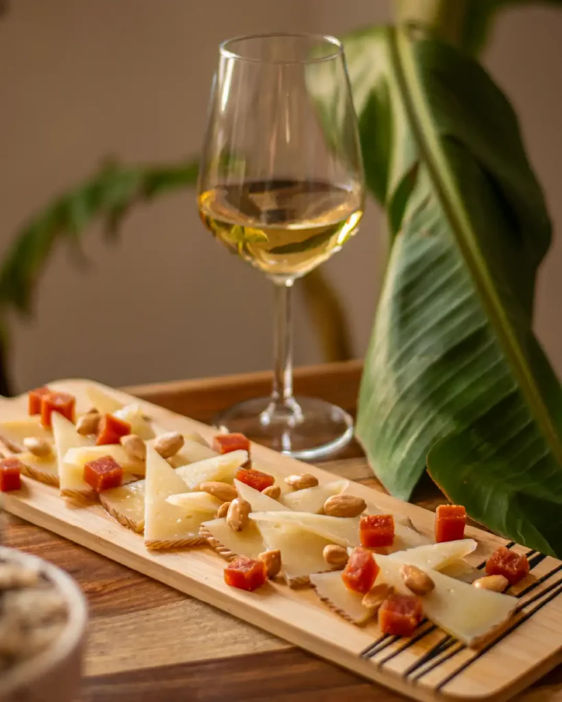 Tabla de queso oveja curado, guayaba y frutos secos